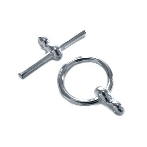 Plain Round Toggle Clasp (19mm bar/12mm ring) Silver Plated