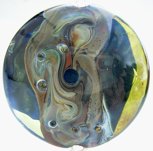 Monsoon 37mm ~ Ian Williams Handmade Artisan Glass Lampwork Pendant Bead x1