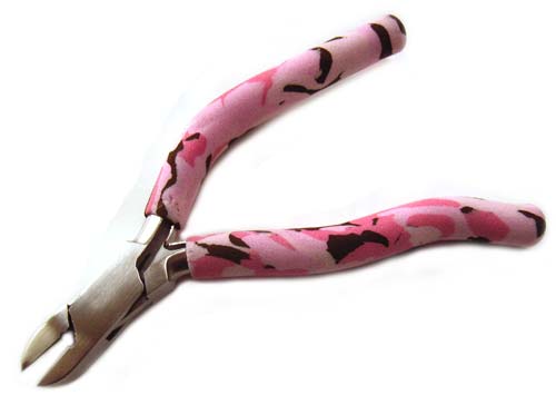 Beadsmith Pink Camouflage Side Cutter Pliers - with Gun Handles
