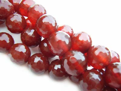 Carnelian Agate ~ 8mm Faceted Round ~ Gemstone Beads x1