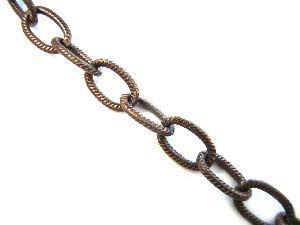 Vintaj Natural Brass Petite Etched Cable Chain 4.1 x 5.1mm (open link) per half foot