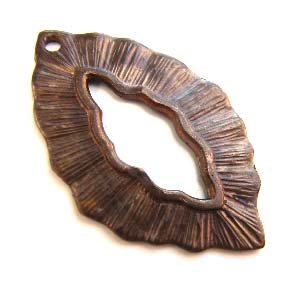 Vintaj Natural Brass 6x30mm Small Leaf Pendant / Toggle Ring x1