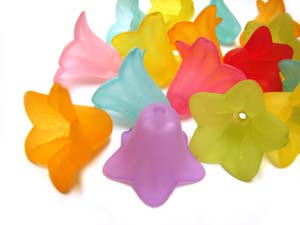 Lucite Flowers 12x17mm Daffodil Frosted Bead 13g (x50pc approx) Soup Mix