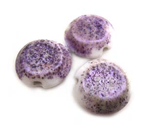 Purple Shimmer Faceted Tab 18mm - Ian Williams Handmade Artisan Glass Lampwork Beads - By the Bead
