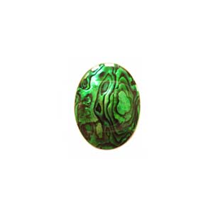Cabochon - Abalone Shell Emerald Green 14x10mm (2.1mm) Oval x1