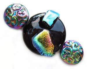 Dichroic Sash  - Ian Williams Handmade Artisan Glass Lampwork Beads x6