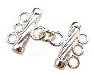 Sterling Silver 24x15mm 3-Strand Twisted Tube Connector for Clasp x1
