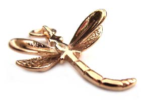 14kt Gold Plated Sterling - Vermeil Charm or Pendant - 22x17mm Dragonfly x1