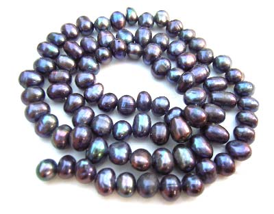 Freshwater PEARL Beads side Drilled Potato Nugget 5x5mm -6x7mm Black