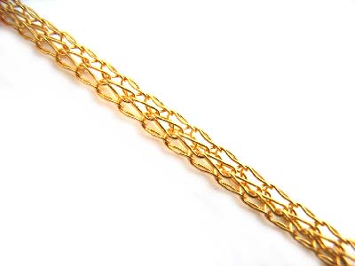 GOLDLINE 3 Needle-.007 Gold Plate - 1.5mm Knitted Woven Wire Chain x1ft ~ 30cm