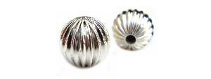 Sterling Silver Beads - 4mm Round Corrugated Fluted Bead x1