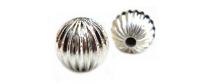Sterling Silver Beads - 5mm Round Corrugated Fluted Bead x1