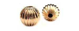Gold Filled Beads - 5mm Round Corrugated Fluted Bead x1