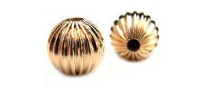 Gold Filled Beads - 6mm Round Corrugated Fluted Bead x1