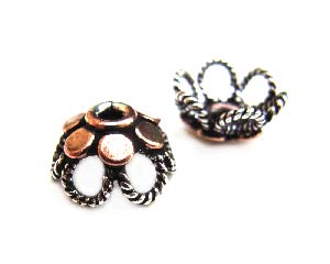 DEADSTOCKED - 100% Copper and Sterling Silver 10mm Bead Cap x1 