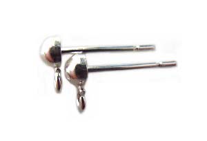 Sterling Silver Earposts - 5mm Half Ball Earring Studs x1pr