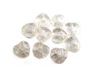 Czech Glass Puffy Crackle Heart Beads 8mm Crystal x25