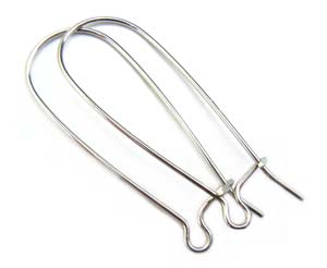 Silver Plated Long Loop Arched Earhook Wires 33 x 12mm x1pr