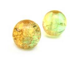 Czech Glass Crackle Beads ~ Round 6mm x25 Topaz Green 