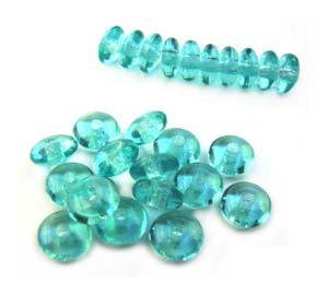 Czech Glass Rondell Disk Spacer Beads 4mm Teal x100