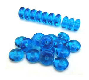 Czech Glass Rondell Disk Spacer Beads 4mm Capri Blue x100
