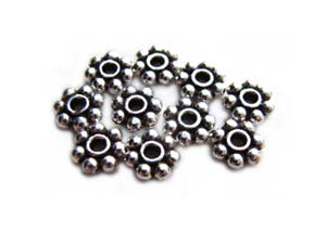 TierraCast Heishi Beads - 3mm Beaded Daisy Spacer Antique Silver Plated x10