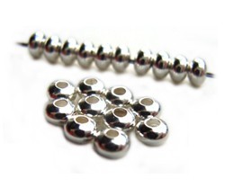 Base Metal Beads - 3x2mm Donut Spacer Silver Plated x144