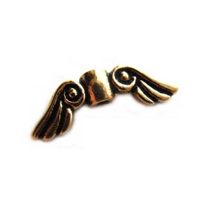 TierraCast Pewter Antique Gold Plated 14mm Angel Wing Bead x1