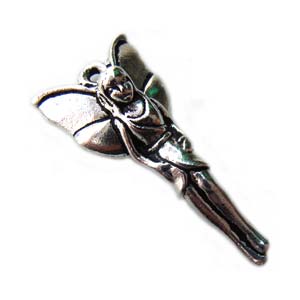 TierraCast Pewter Fine Silver Plated 25mm Woodland Fairy Charm x1 