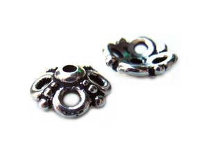 TierraCast Pewter Antique Silver Plated 9mm Clover Bead Cap x1