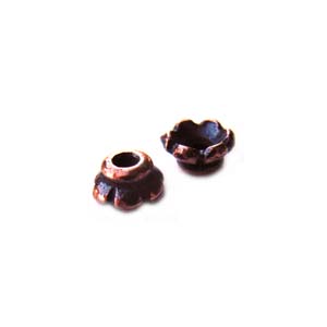 TierraCast Pewter Antique Copper Plated 4mm Scalloped Bead Cap x1