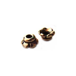 TierraCast Pewter Antique Gold Plated 4mm Scalloped Bead Cap x1