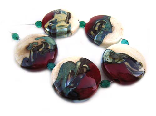 Electra Shards II 22x8mm Buttons - Ian Williams Artisan Glass Lampwork Beads