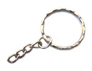 Key-Chain Finding 25mm Split Key Ring with Chain Silver Tone x1
