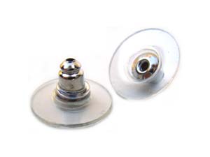 Plastic Disc 12mm Silver Economy Earring Clutch Backs x10 pieces