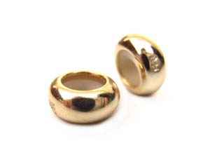 Gold Vermeil - Sterling Bead 7.5x3mm - 5mm Hole Plain Roundel (with Stopper) x1