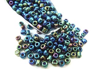 Glass Seed Beads 11/0 - 2mm Iris Green 50g