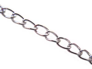 Twisted Curb Necklace Chain 5.5x3.5mm Open Link Non Soldered, Silver x500cm