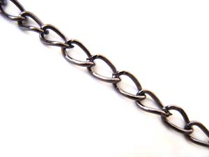 Twisted Curb Necklace Chain 5.3x3mm Open Link Non Soldered, Platinum Gunmetal Black x500cm