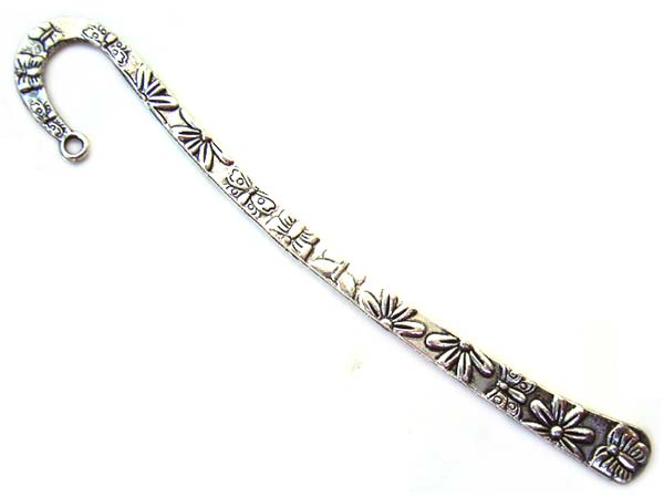 Bookmark for Beading - Butterflies & Flowers 125mm Silver Tone