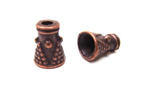 Bali Style 7.7x4.8mm Bead Cap Cones Antique Copper Tone x10