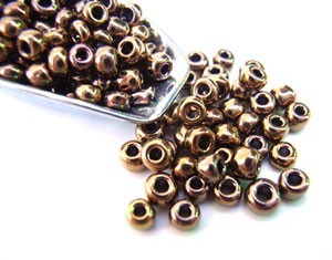 Glass Seed Beads 8/0 - 3mm Iris Brass 50g