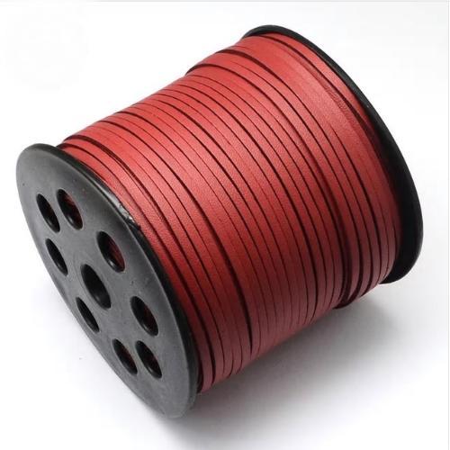 Faux Leather Leatherette Flat Cord 2.7-3mm Roof Red per metre
