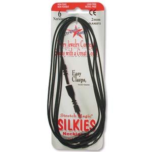 DEADSTOCKED - Silkies Rubber Tube Lock Cord Necklace x6 (Black) - 2mm - 16"