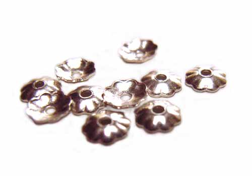 Sterling Silver Tiny Flower Bead Cap 3mm x10