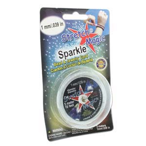 Silver Sparkle Glitter Stretch Magic 1.0mm/0.39 inch 5m 16ft roll
