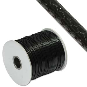 Faux Snake Skin Leather Round Cord 2mm - Black per metre