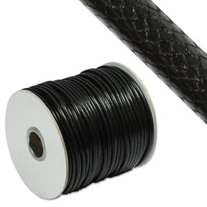 Faux Snake Skin Leather Round Cord 3mm - Black per metre