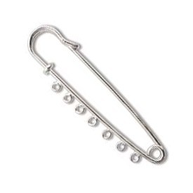 Beadable Brooch Kilt Safety Pin for Beading 7 Loops Nickel x1