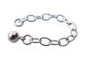 Sterling Silver Extension Chain - Extender with 4mm Bead Charm & Split Ring x1